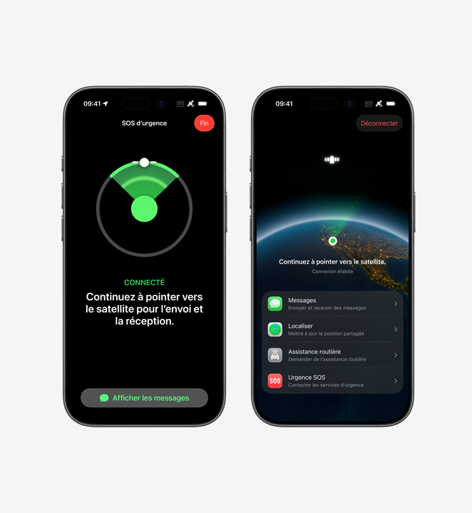 Écran d’iPhone montrant la fonctionnalité Urgence SOS en cours d’utilisation