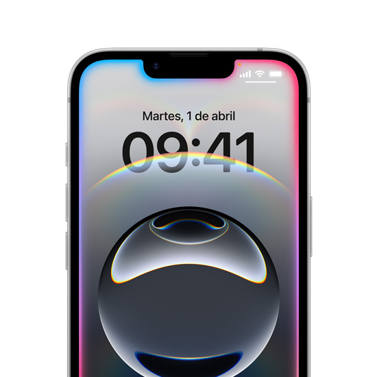 Un iPhone 16e muestra los bordes coloridos y brillantes alrededor de la pantalla bloqueada