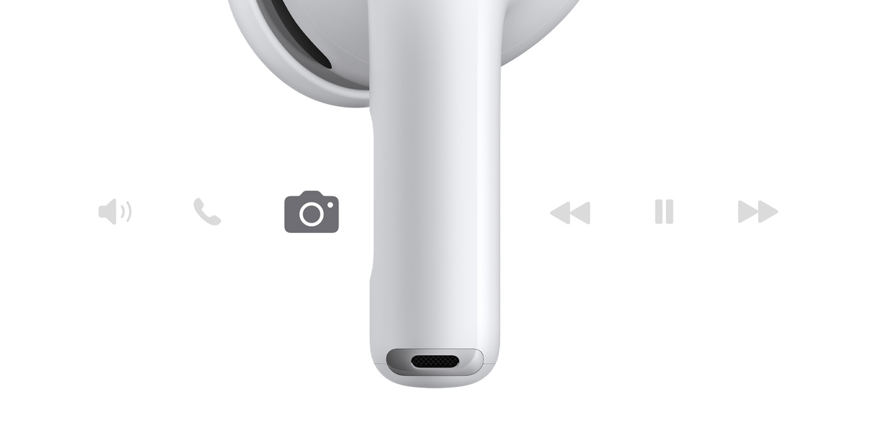 AirPods Pro 3, ασύρματα ακουστικά, λευκό χρώμα, κοντό στέλεχος