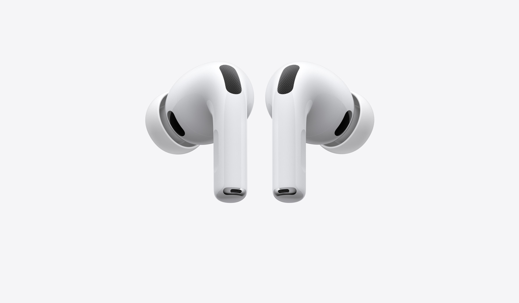 AirPods Pro 3, αριστερά και δεξιά ασύρματα ακουστικά, λευκό χρώμα, άκρα ακουστικών σιλικόνης