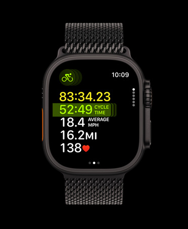 Apple Watch Ultra 3, black colour, titanium case, Multisport workout, strap, black Milanese Loop