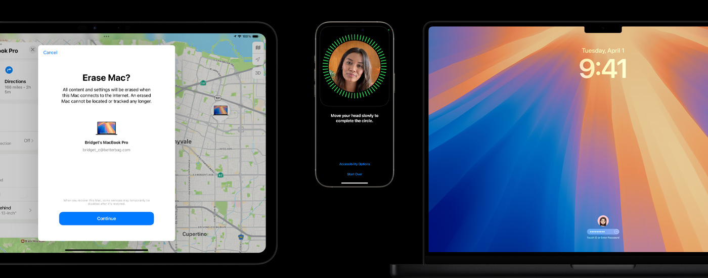 En iPad, iPhone og en Mac.