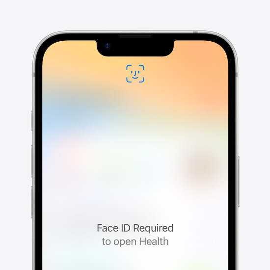 Teilansicht eines iPhone 16e, das die Face ID Anmeldung für die Health App zeigt