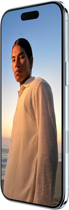 iPhone Air, back exterior, Sky Blue color, Fusion camera system in plateau at top