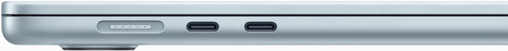 Côté gauche du MacBook Air avec port MagSafe et deux ports Thunderbolt 4